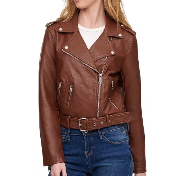 LEVI'S WOMEN'S FAUX - LEATHER MOTO JACKET Size "L" - Picture 4 of 13